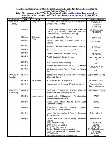 Tentative Tour Programme of Thiru K ... - Ramanathapuram