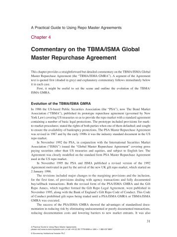 Commentary on the TBMA/ISMA Global Master Repurchase