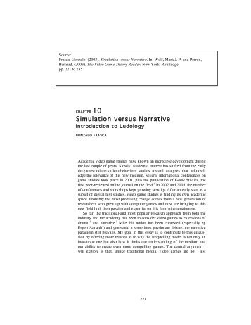 Simulation versus Narrative - USC Interactive Media Division