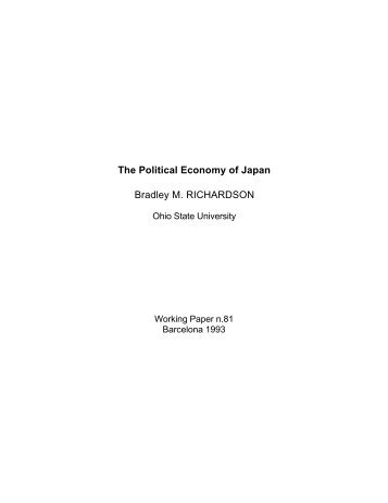 The Political Economy of Japan Bradley M. RICHARDSON