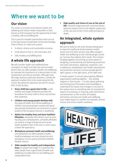 Healthy Lives, Healthy People - East Sussex County Council