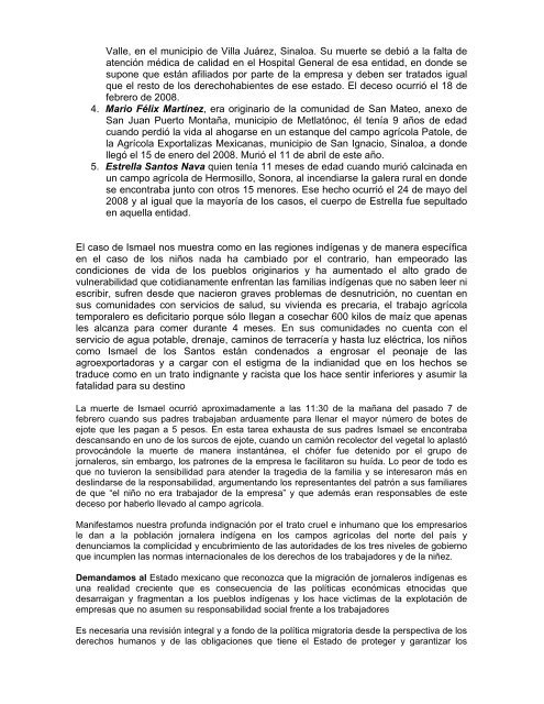 Â¡alto al etnocidio contra la niÃ±ez indÃ­gena! - Red por los derechos de ...