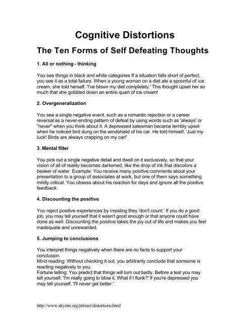 Cognitive Distortions: Ten Forms of Self ... - SMART Recovery