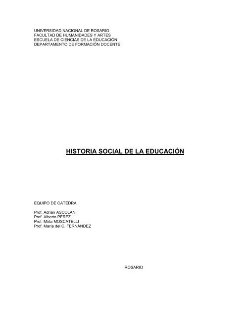 Historia socio-política del sistema educativo argentino - Facultad de ...