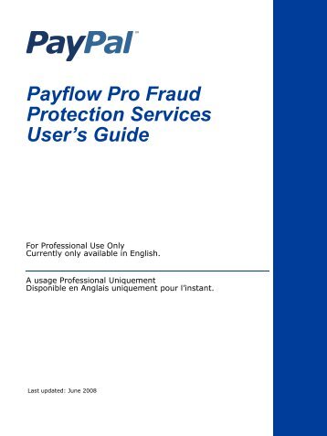 Payflow Pro User's Guide with Fraud Protection Services