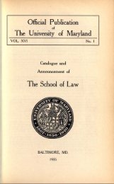 University of Maryland School of Law : Catalog, 1935