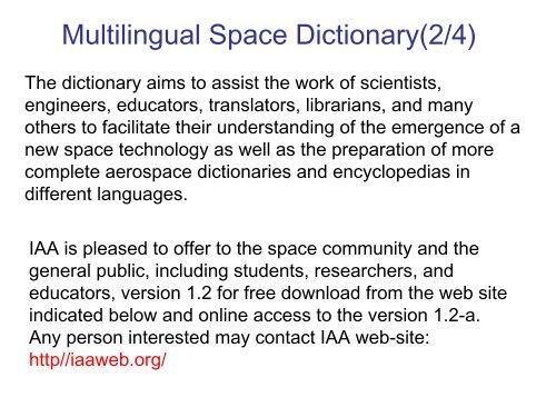 Multilingual Space Dictionary - APRSAF