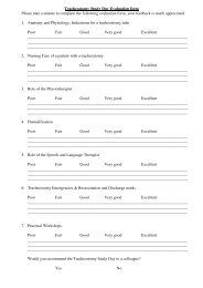 Tracheostomy Study Day Evaluation form Please take a minute to ...