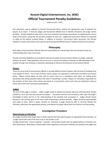 Official Tournament Penalty Guidelines - Yu-Gi-Oh!