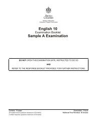 English 10 Sample A Examination - QuestionBank.CA