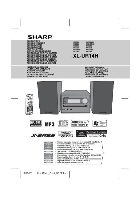 XL-UR14H Operation-Manual PL HU CZ SK RO LT GR SI ... - Sharp