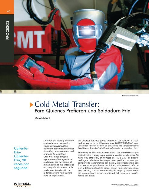 Cold Metal Transfer: Para Quienes Prefieren una Soldadura FrÃ­a