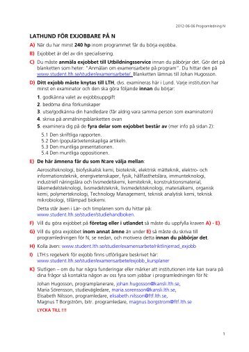 LATHUND FÖR EXJOBBARE PÅ N - Student LTH