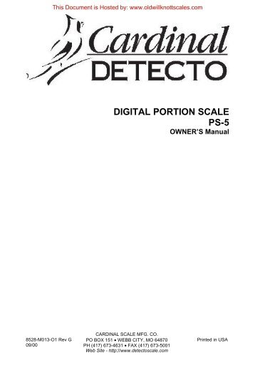 DIGITAL PORTION SCALE PS-5 - Scale Manuals