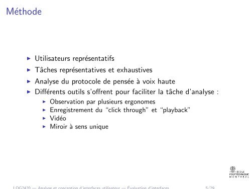 LOG2420 â Analyse et conception d'interfaces utilisateur ... - Cours