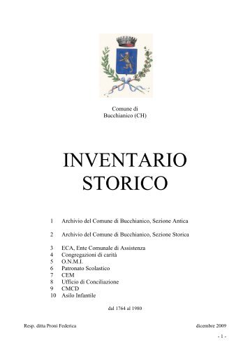 Comune di Bucchianico. Inventario dell'archivio storico