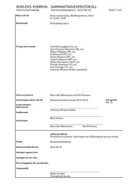 KF 2013-08-19 - Protokoll.pdf - Burlövs kommun