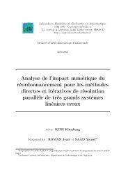 Analyse de l'impact numérique du réordonnancement pour les ...