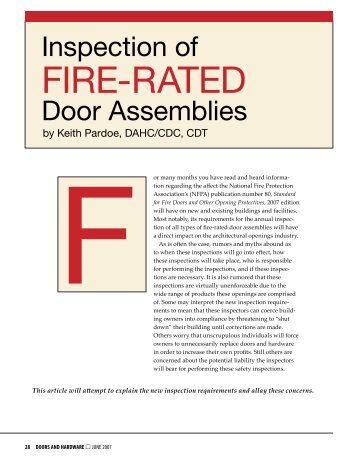 Inspections of Fire-Rated - Door and Hardware Institute