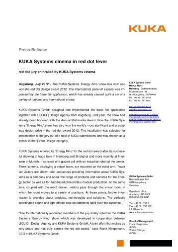 Press release to download (PDF format) - KUKA Systems