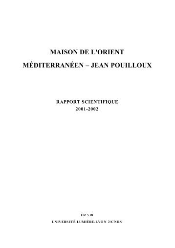 002 page de titre - Maison de l'Orient et de la MÃ©diterranÃ©e