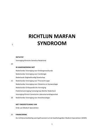 RICHTLIJN MARFAN SYNDROOM - Kwaliteitskoepel