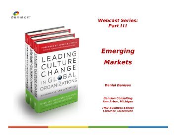 Part III Emerging Markets - Denison Consulting