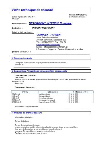Fiche technique de sÃ©curitÃ© - COMPLEX Farben