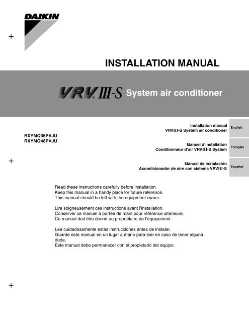 INSTALLATION MANUAL - Daikin AC