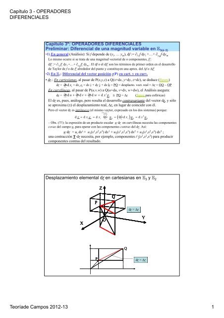 Capítulo 3 - OPERADORES DIFERENCIALES Teoríade Campos ...