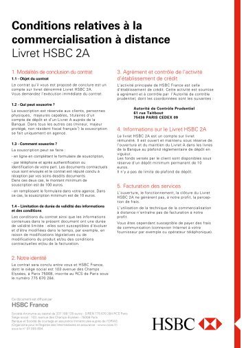Conditions de commercialisation Ã  distance - HSBC
