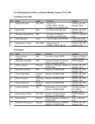 List of Participants to Ethics workshop in Bamako, January 19-21 ...