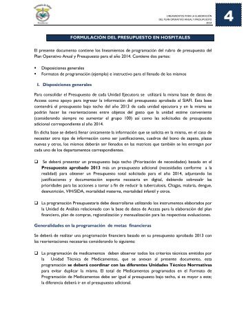 FORMULACIÓN DEL PRESUPUESTO EN HOSPITALES El ...