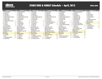 STARZ KIDS & FAMILY Schedule - April, 2013
