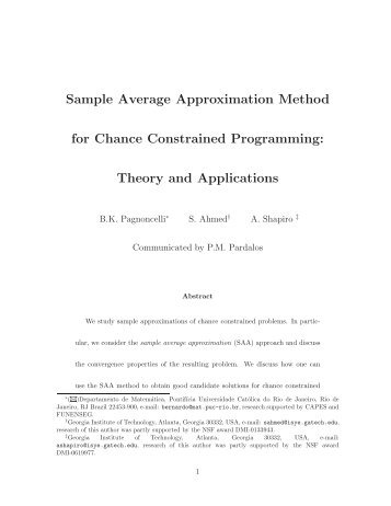 Sample Average Approximation Method for Chance Constrained ...
