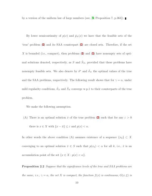 Sample Average Approximation Method for Chance Constrained ...