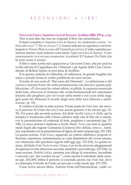 5.2. OKK Recensioni-LIBRI pp 499-514 - Frati Cappuccini Italiani
