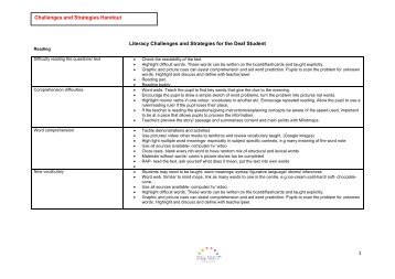 1 Literacy Challenges and Strategies for the Deaf Student ...