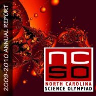 2010 Annual Report - North Carolina Science Olympiad