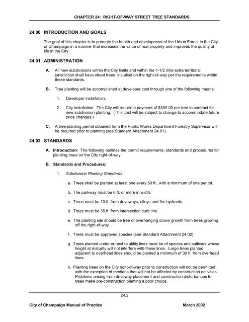 Chapter 24 Right-of-way Street Tree Standards - City of Champaign