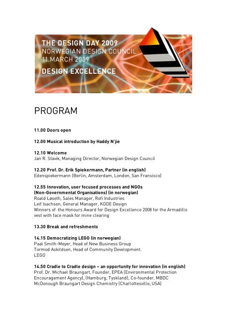 Download program for Design day 2009 (PDF 130KB)