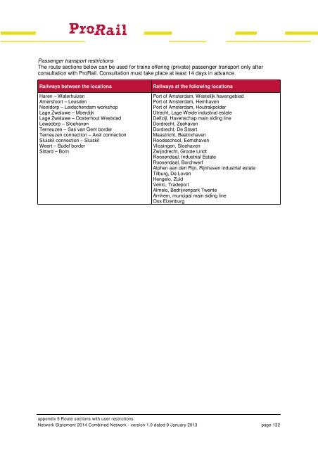 Network Statement 2014 - ProRail