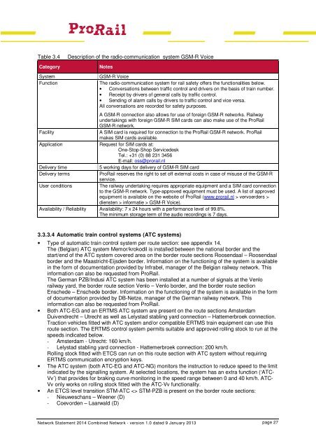 Network Statement 2014 - ProRail