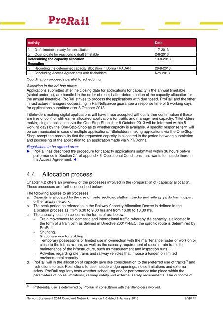 Network Statement 2014 - ProRail