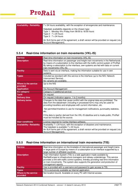 Network Statement 2014 - ProRail