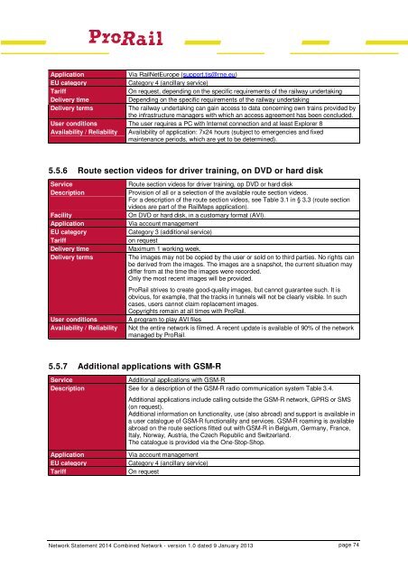 Network Statement 2014 - ProRail