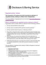 Regulated activity - children The Protection of Freedoms Act 2012 ...