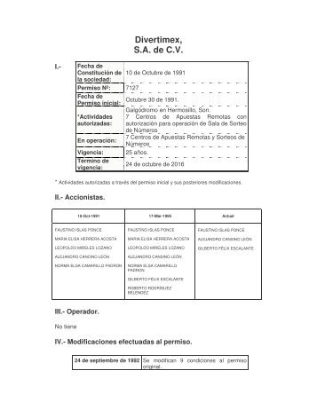 Divertimex, S.A. de C.V. - Dirección General de Juegos y Sorteos