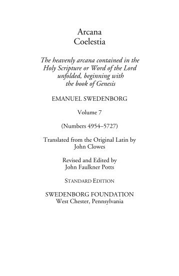 Arcana Coelestia volume 7 - Swedenborg Foundation