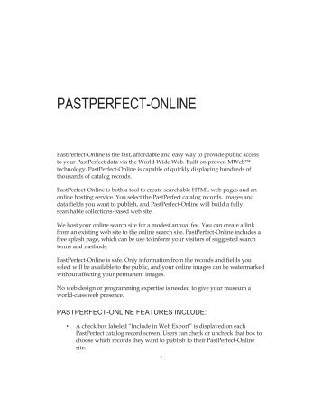 PASTPERFECT-ONLINE - PastPerfect Museum Software